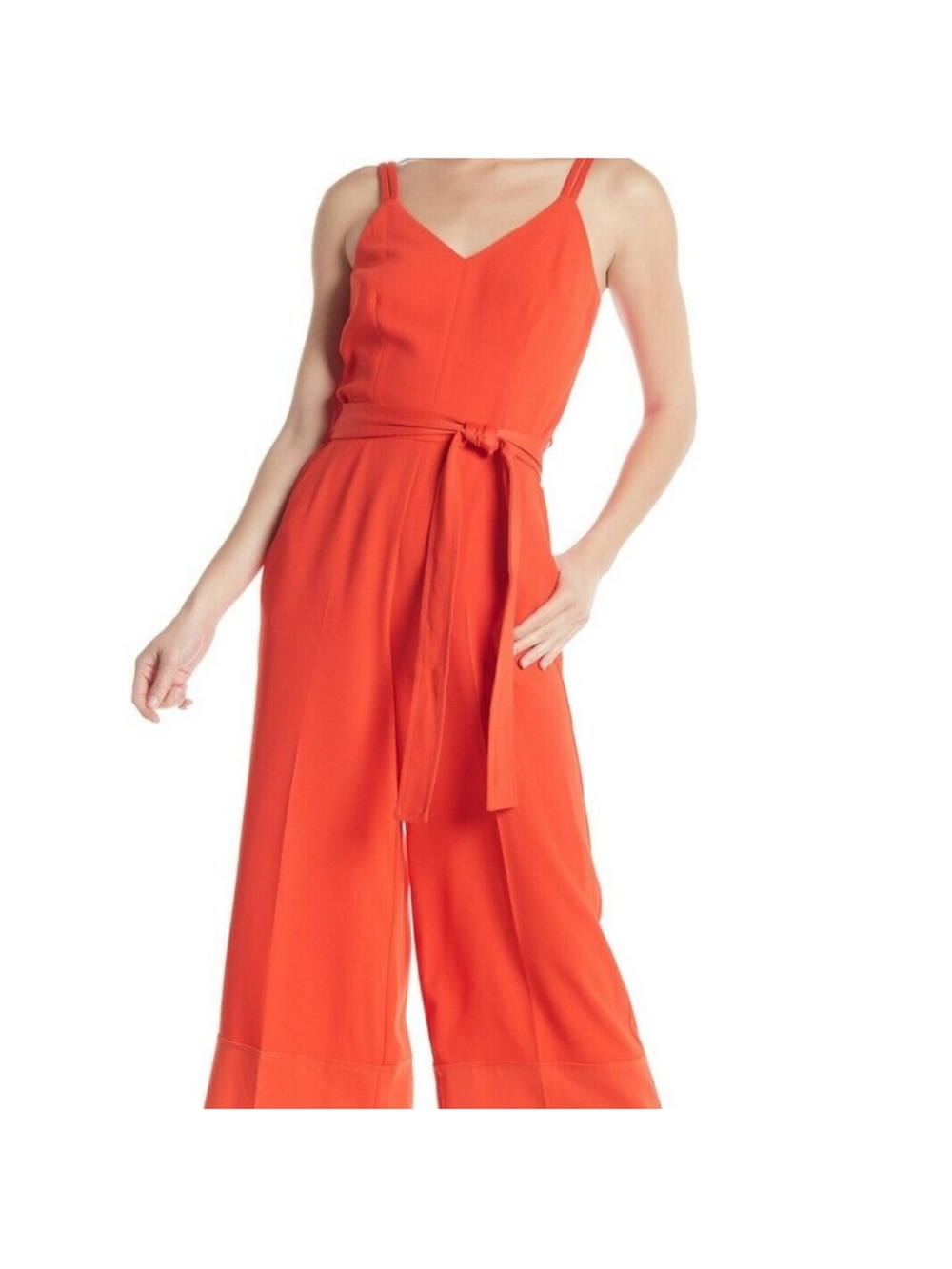 Trina Turk Poppy Sleeveless Wide-Leg Jumpsuit with Self-Tie Waist